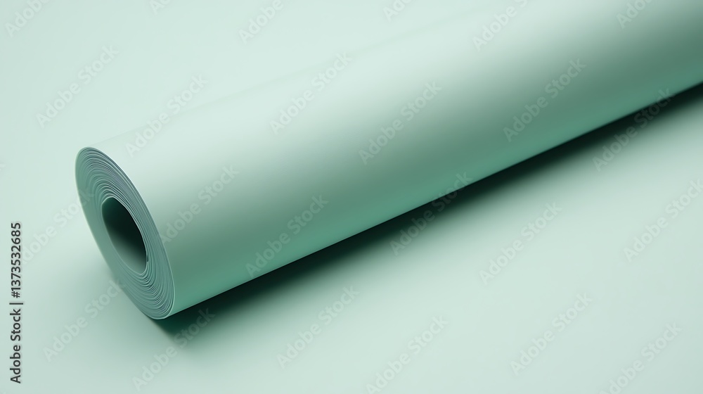 A Rolled Up Paper Roll Of A Mint Green Color A Rolled Up Paper Roll Of A Mint Green Color