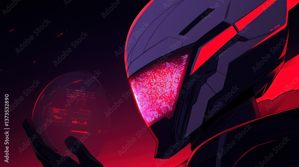 Futuristic Robot Holographic Interface AI Cyborg Technology Innovation Digital Sci