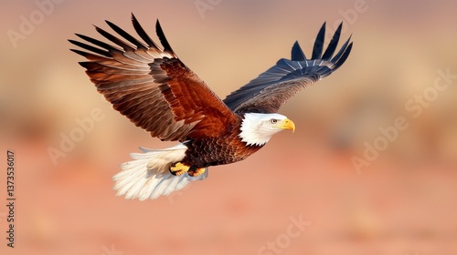 Obraz na płótnie Majestic Bald Eagle in Flight Wildlife Nature Bird Freedom Power Soaring Wings Avi w salonie