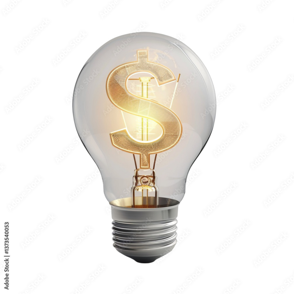 Lightbulb with a Dollar Sign Symbol Isolated on Transparent Background Lightbulb with a Dollar Sign Symbol Isolated on Transparent Background