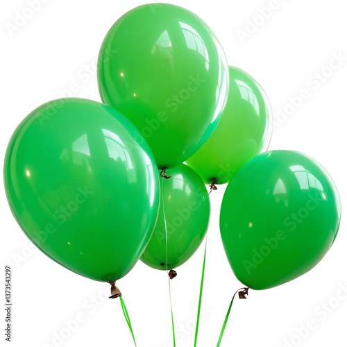 Green balloons isolated on transparent background