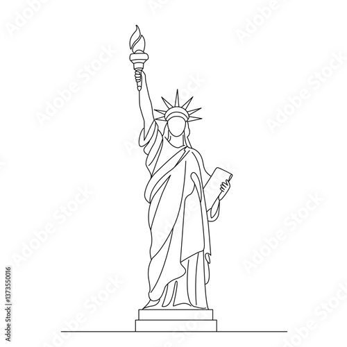 Linear Statue of Liberty in New York in America. vector illustration continuous line on white background