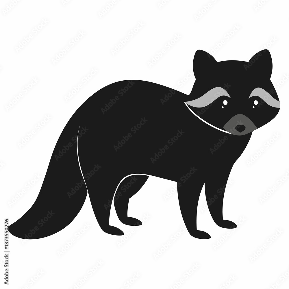 Fototapeta premium flat-raccoon--silhouette-vector-illustration