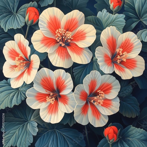 Wallpaper Mural Vibrant Geranium Flowers in Bloom – Botanical Floral Art for Nature Torontodigital.ca