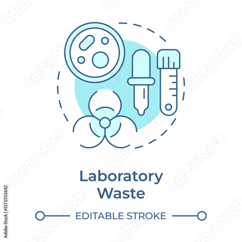 Laboratory waste soft blue concept icon. Microbiological cultures. Biohazard, infection. Round shape line illustration. Abstract idea. Graphic design. Easy to use in presentation, article