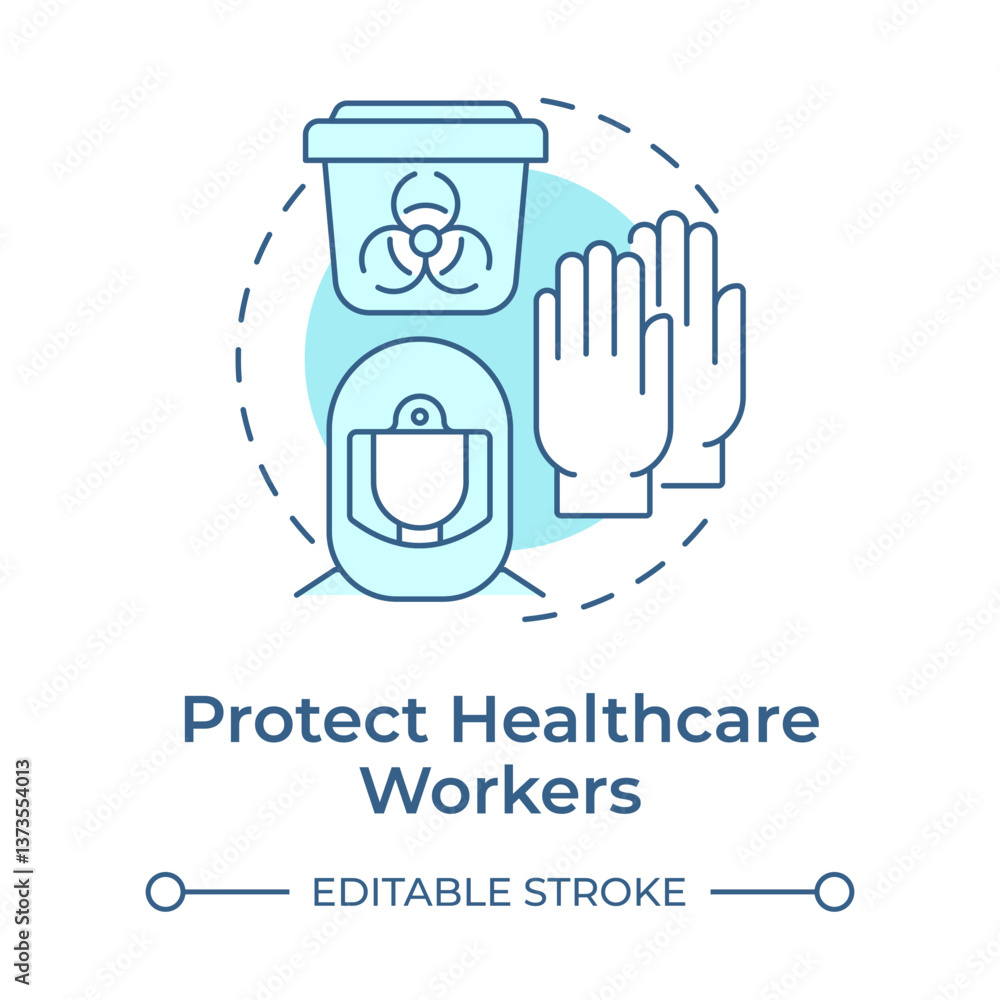 Protect healthcare workers soft blue concept icon. Biohazard protective gear. Regulation, compliance. Round shape line illustration. Abstract idea. Graphic design. Easy to use in presentation Protect healthcare workers soft blue concept icon. Biohazard protective gear. Regulation, compliance. Round shape line illustration. Abstract idea. Graphic design. Easy to use in presentation