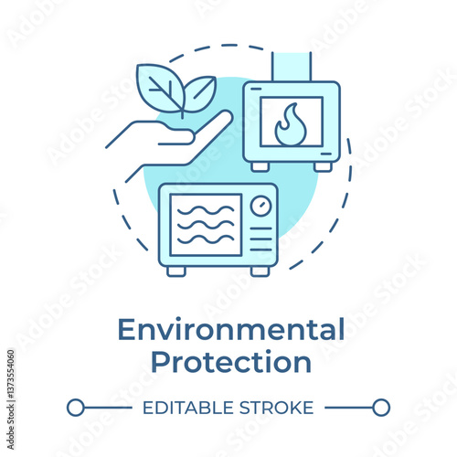 Environmental protection soft blue concept icon. Toxic emissions, ecology preservation. Round shape line illustration. Abstract idea. Graphic design. Easy to use in presentation, article