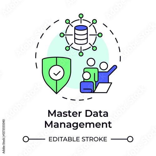 Master data management multi color concept icon. Organization critical information assets. Digital marketing. Round shape line illustration. Abstract idea. Graphic design. Easy to use in presentation