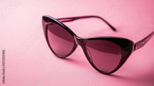 Stylish pink cat-eye sunglasses displayed on a soft pink background suitable for fashion accessories or summer wear