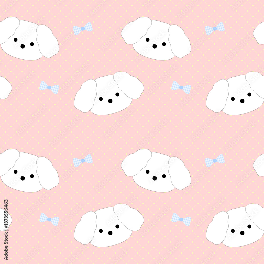 seamless pattern with puppy and bow seamless pattern with puppy and bow