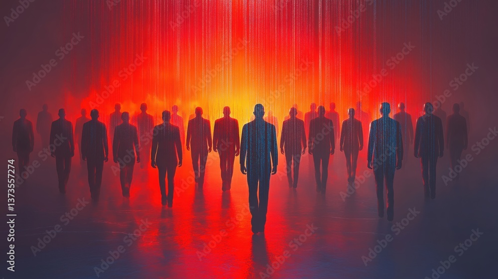 API Agents Concepts. Mysterious figures in suits under a colorful, digital backdrop. API Agents Concepts. Mysterious figures in suits under a colorful, digital backdrop.