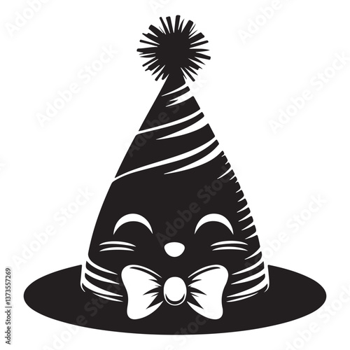 Joyful Cone Cap Silhouette with Streamer Accents