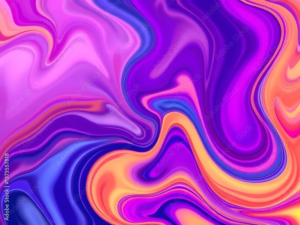 Obraz premium Vibrant Abstract Fluid Art Background Swirls of Purple, Pink, Blue, and Orange for Digital Designs.