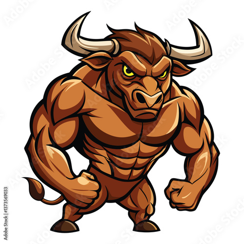 Minotaur Warrior Logo - Muscular Beastman with Powerful Build, Vector Art