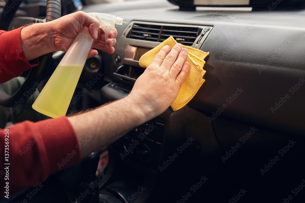 Cleaning ordinary dusty car interior and ventilation.
