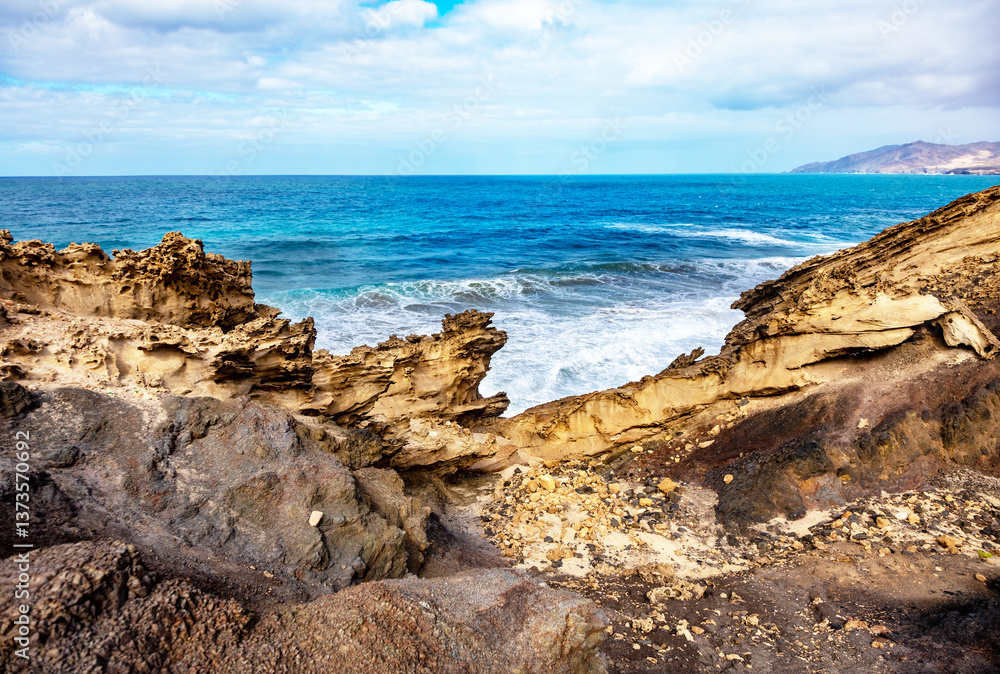Rock formations, Island Fuerteventura, Canary Islands, Spain, Europe. Rock formations, Island Fuerteventura, Canary Islands, Spain, Europe.
