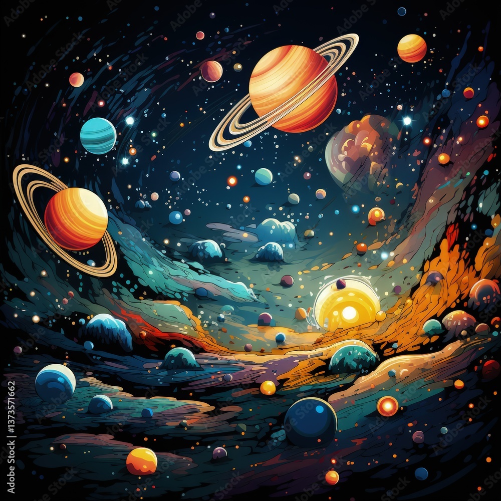 Naklejka premium A High-Quality Vector Illustration of a Galaxy in Dynamic Motion