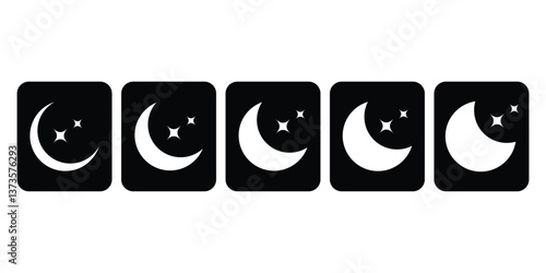 Perfect moon vector set. Moon stars icon set. night moon with stars vector symbol. half Ramadan moon sign illustration.