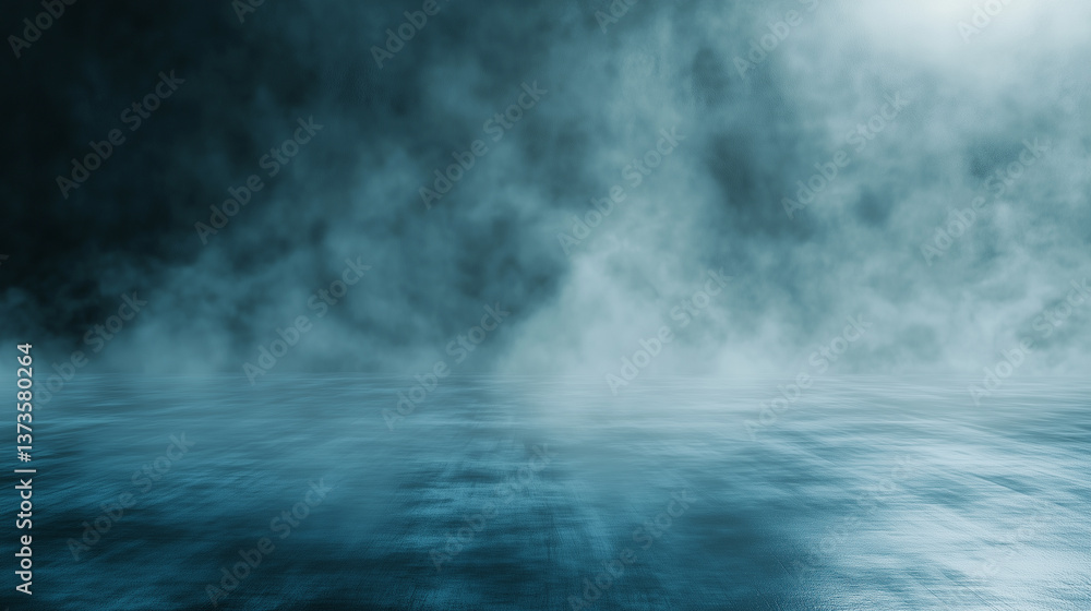 Futuristic grid floor fading into misty horizon Futuristic grid floor fading into misty horizon