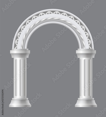 Obraz na płótnie Ancient roman arch. Architectural stone or marble arch. Portal greek castle or luxury facade building entrance with pillars columns. Creative isolated arch design. Vector cartoon illustration w salonie