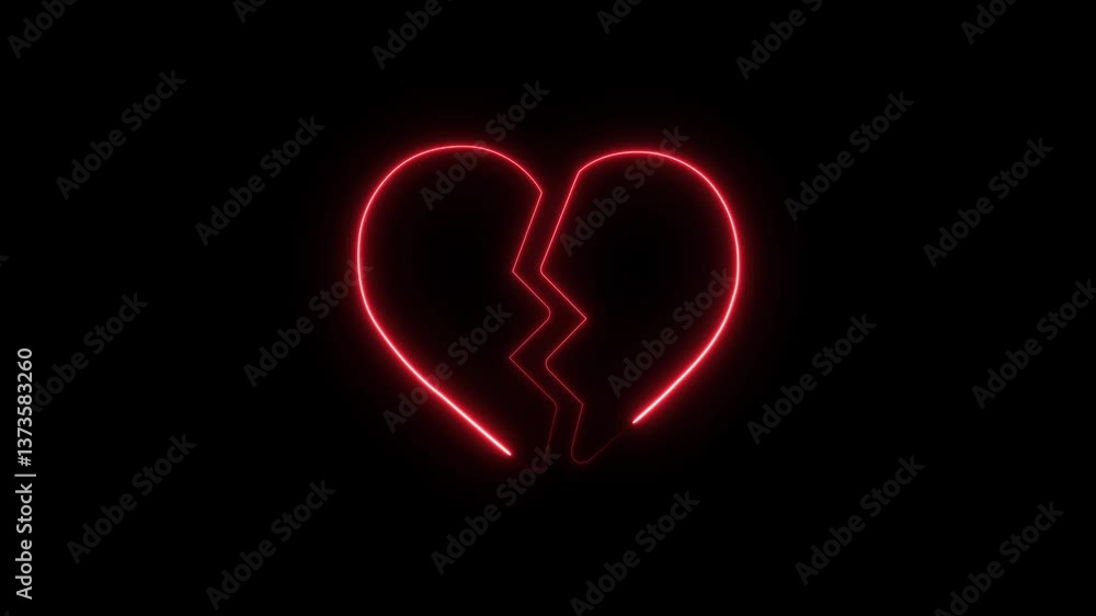 Glowing neon heartbeat cardiogram line. Glowing neon line Broken heart or divorce icon isolated on black background. Love symbol. Valentines day. Glowing neon heartbeat cardiogram line. Glowing neon line Broken heart or divorce icon isolated on black background. Love symbol. Valentines day.