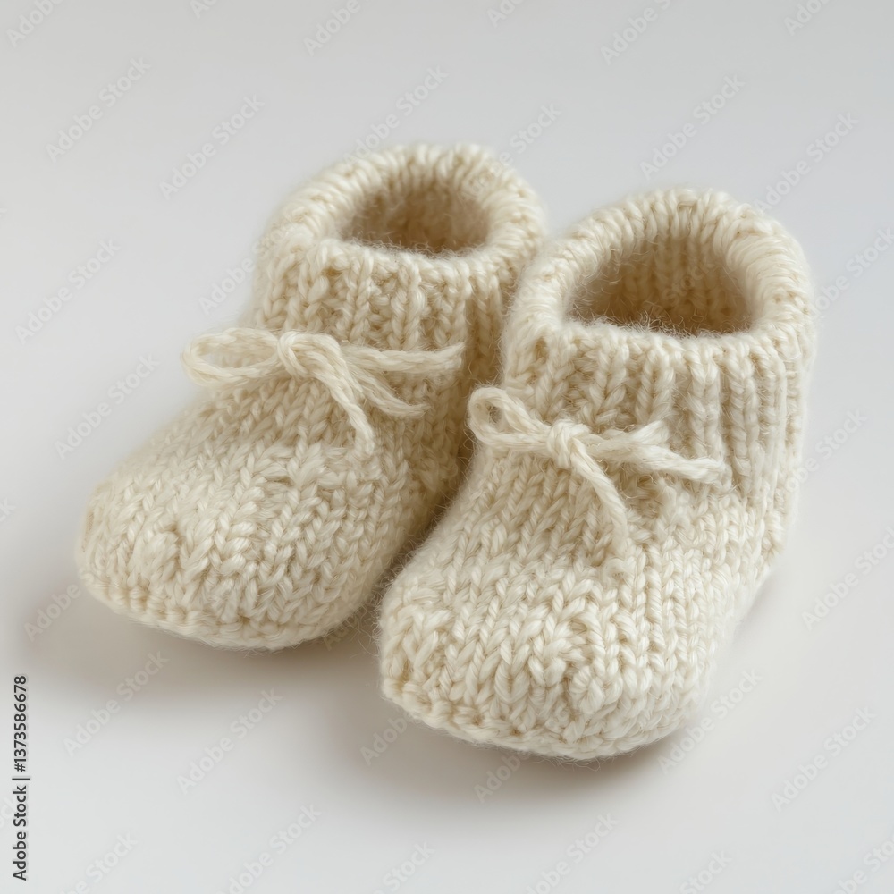 a pair of tiny knitted baby booties a pair of tiny knitted baby booties