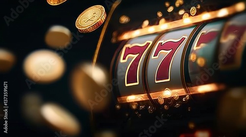 Casino Slot Machine Jackpot Win   777  Golden Coins  Riches