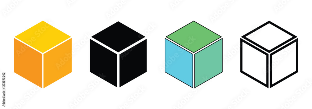 Set of cubes icon. Set of 3d cube symbols on white background for web and app design. Vector illustration. EPS 10 Set of cubes icon. Set of 3d cube symbols on white background for web and app design. Vector illustration. EPS 10