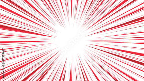 背景素材 赤色 暖色 爆発 色付き集中線 注目背景 閃光 速さ 漫画表現 横長ワイド