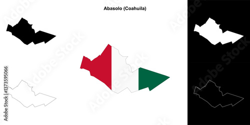 Abasolo municipality (Coahuila) outline map set