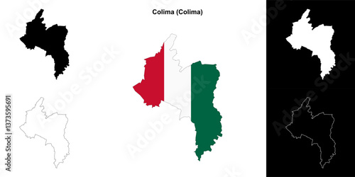 Colima municipality (Colima) outline map set