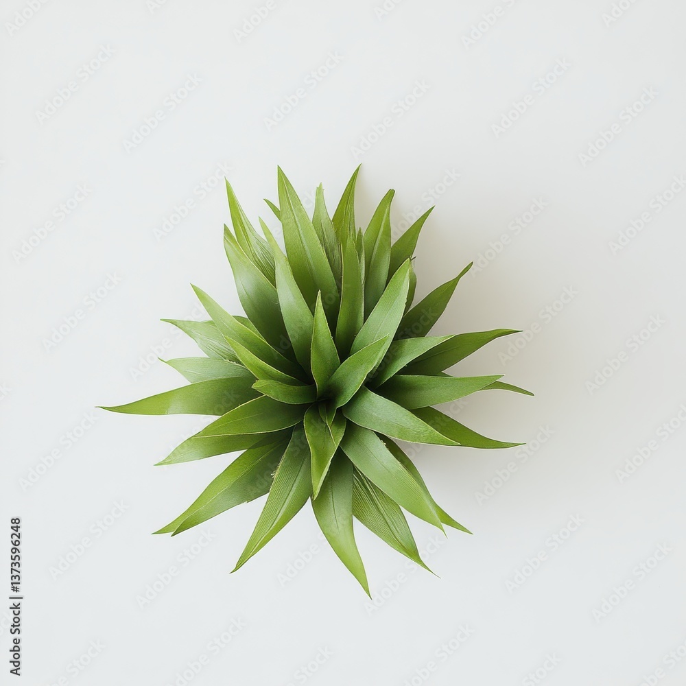 Fresh pineapple crown with spiky green leaves showcases vibrant tropical beauty in a minimalist setting Fresh pineapple crown with spiky green leaves showcases vibrant tropical beauty in a minimalist setting