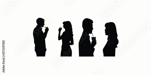 Print  man and woman drinking silhouette vector, on white background. vector illustration design.