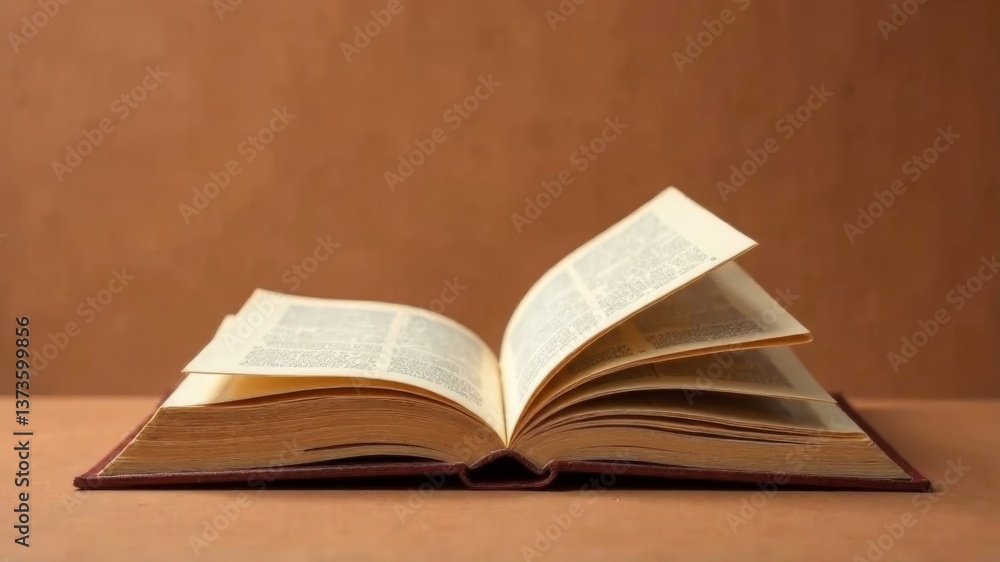 open book on brown background. concept of education and self-development. open book on brown background. concept of education and self-development.
