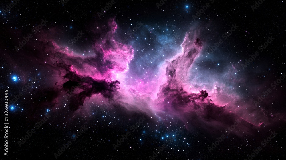 Fototapeta premium Cosmic Nebula Starry Night Sky Purple Galaxy Space Background Astronomy Image