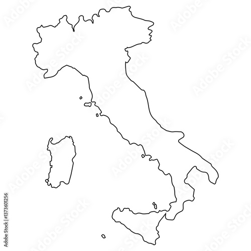 Black outline Italy map wit...