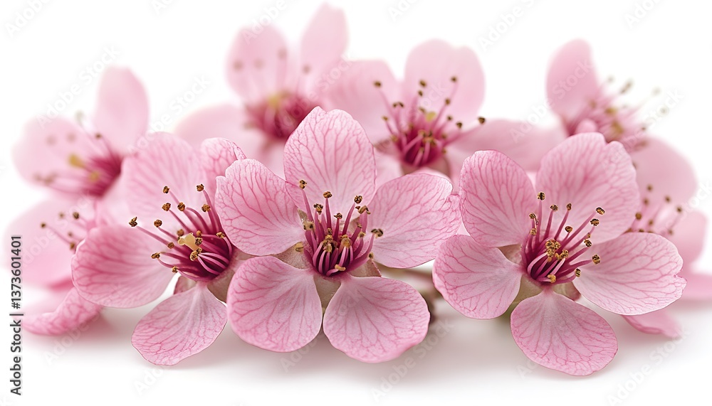 Pink Blossoms Close-up White Background Pink Blossoms Close-up White Background