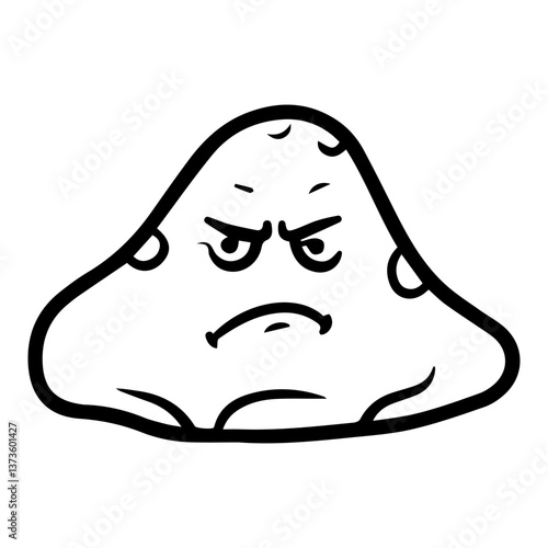 Funny evil pimple cartoon, angry acne blob with grumpy face
