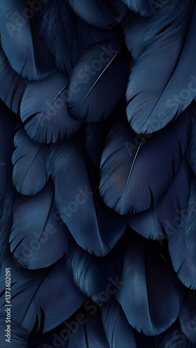 Deep navy and indigo feather textures arranged naturally for elegant, cozy mobile backgrounds.

