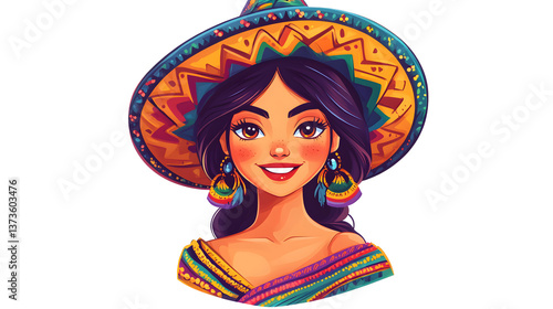 Colorful women clipart icon perfect for mobile applications and festive themes