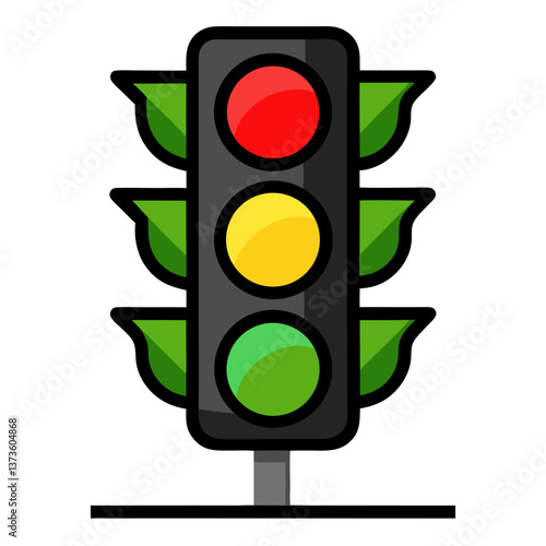  traffic light with three colored signals no background