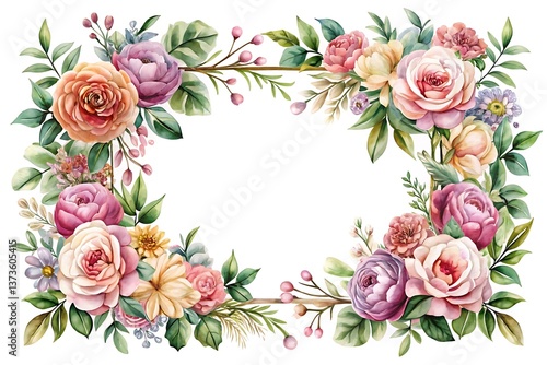 Flowery border with a white background