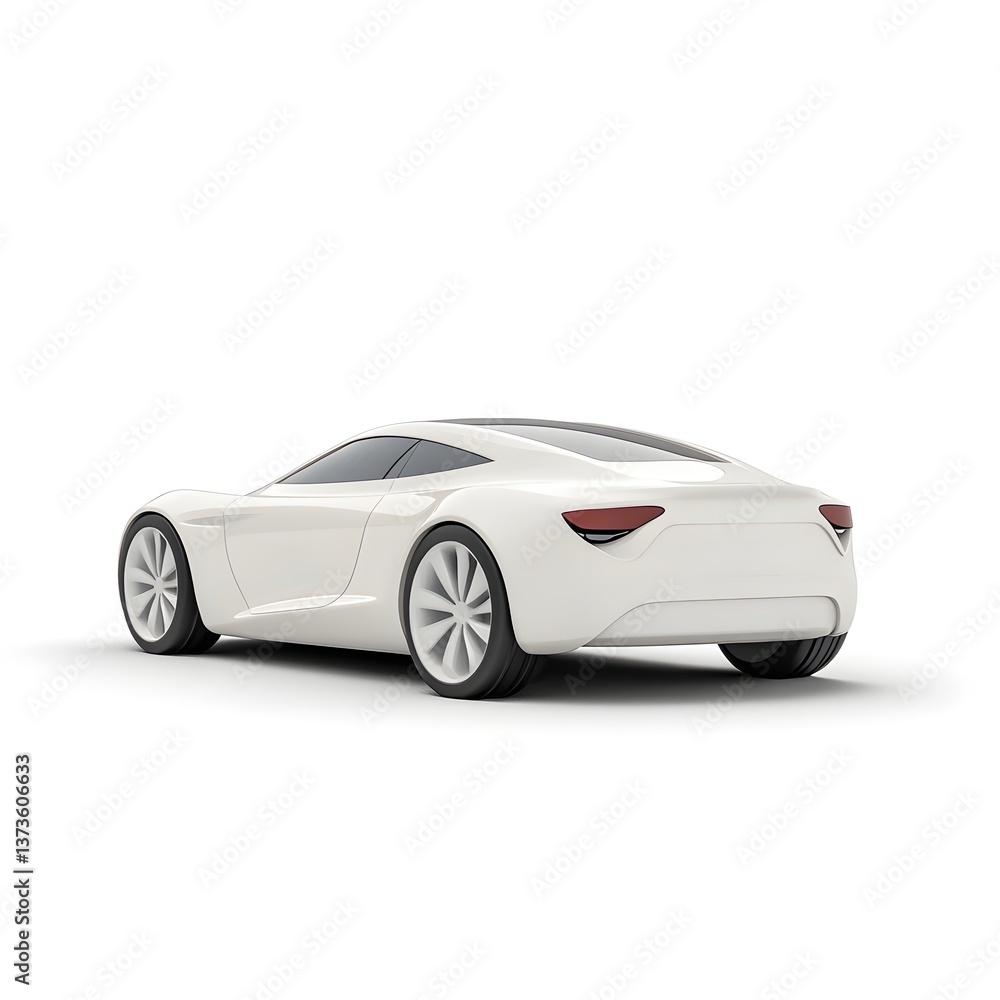 Fototapeta premium Sleek White Modern Sports Coupe Rear View Design Concept