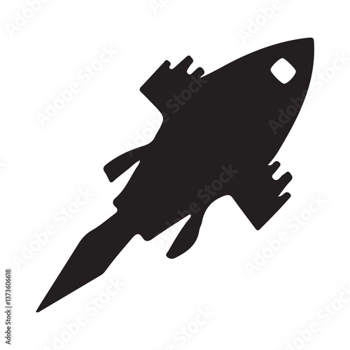 Rocket Silhouette with Flame Details