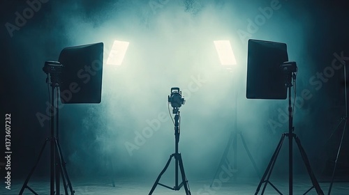 Obraz na płótnie Light reflectors positioned in a studio to soften shadows w salonie