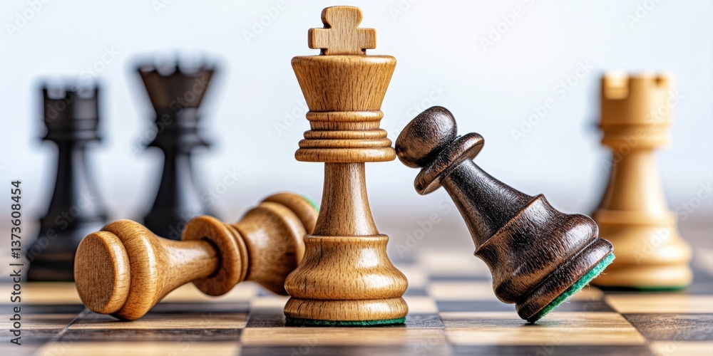 Economic Risk Concenpt, Chess pieces in a dramatic arrangement, highlighting strategy and competition. Economic Risk Concenpt, Chess pieces in a dramatic arrangement, highlighting strategy and competition.