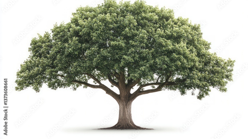 Obraz premium Majestic Oak Tree Isolated Nature Spring Summer Foliage Botany Green Lush Environ