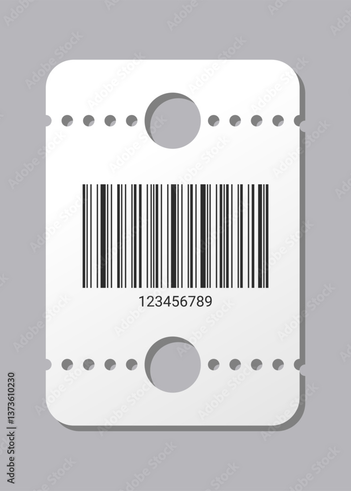 Empty ticket template. Blank concert ticket or lottery coupon. Event coupon or cinema movie theater card. Festival or circus paper empty flyer. Vector isolated illustration