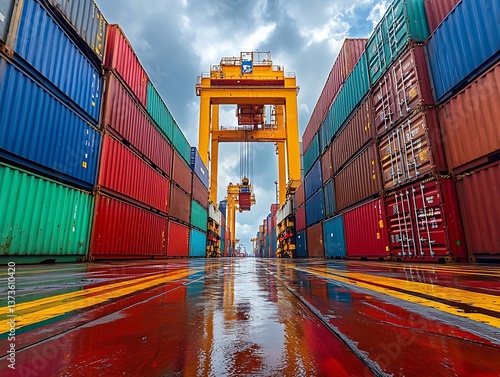 Port Container Cranes Loading Cargo