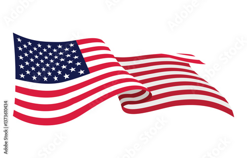 Obraz na płótnie USA waving flag. American national symbol isolated on white background. Banner design element w salonie